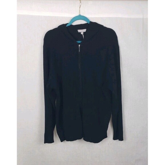 Evolution by Cyrus Cardigan Sweater Hoodie 2X Zipper Front Black Cozy Outdoor - Picture 1 of 6